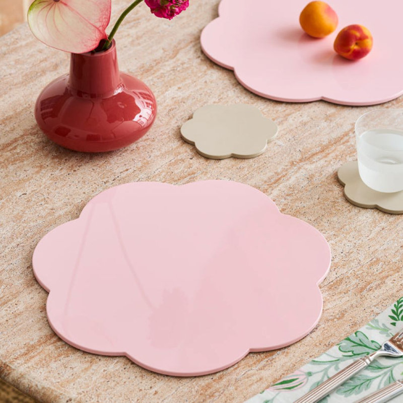 Laquer Novelty Placemat, 10.24" x 10.24", Pale Pink