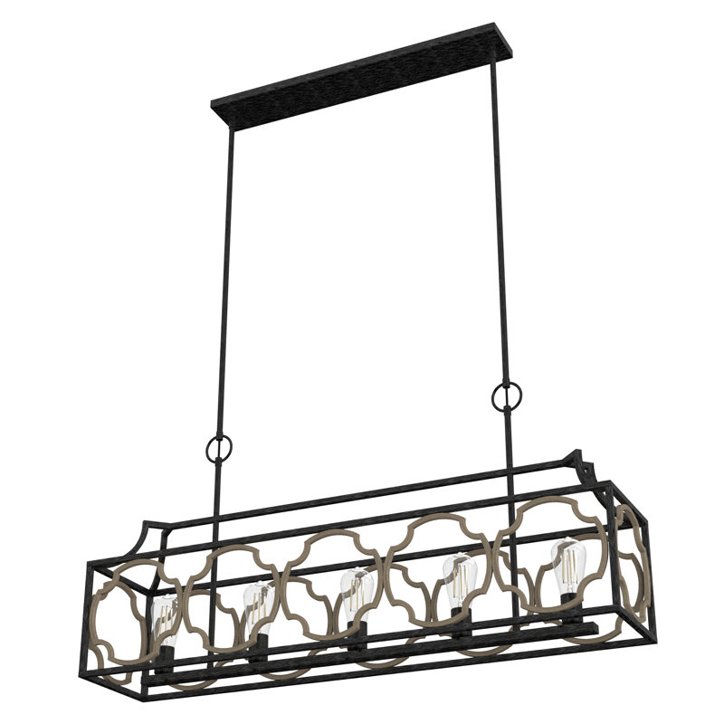 Stone Creek 5 Light Linear Chandelier, French Oak