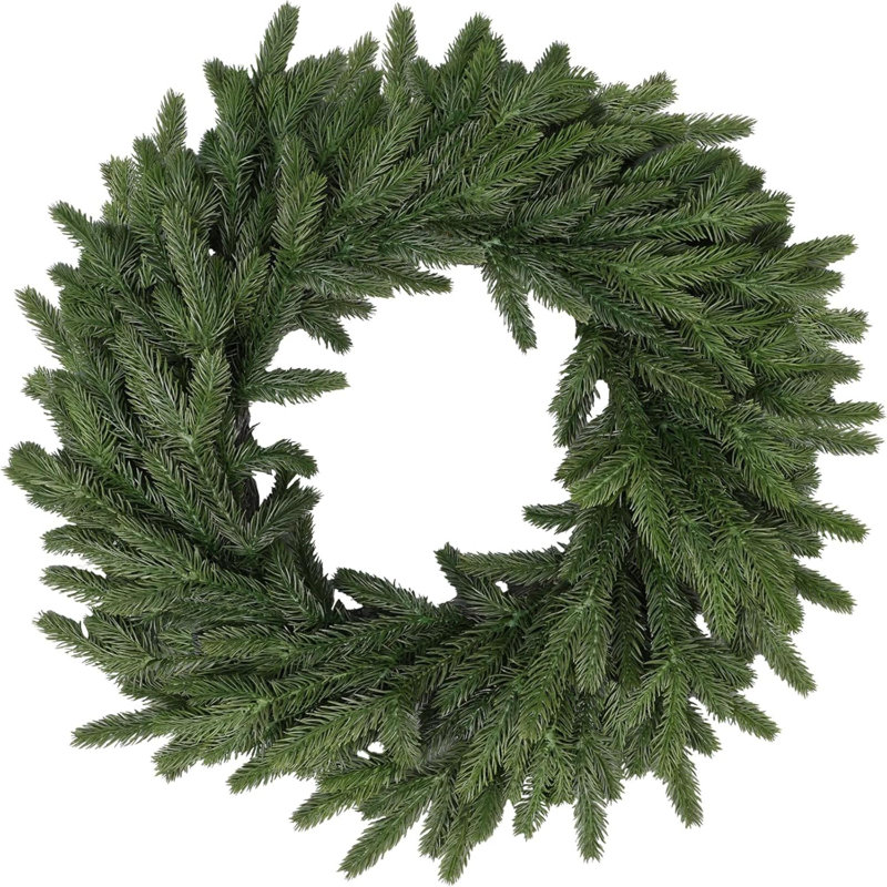 22 Inch Green Artificial Pine Christmas Wreath with Grapevine Base