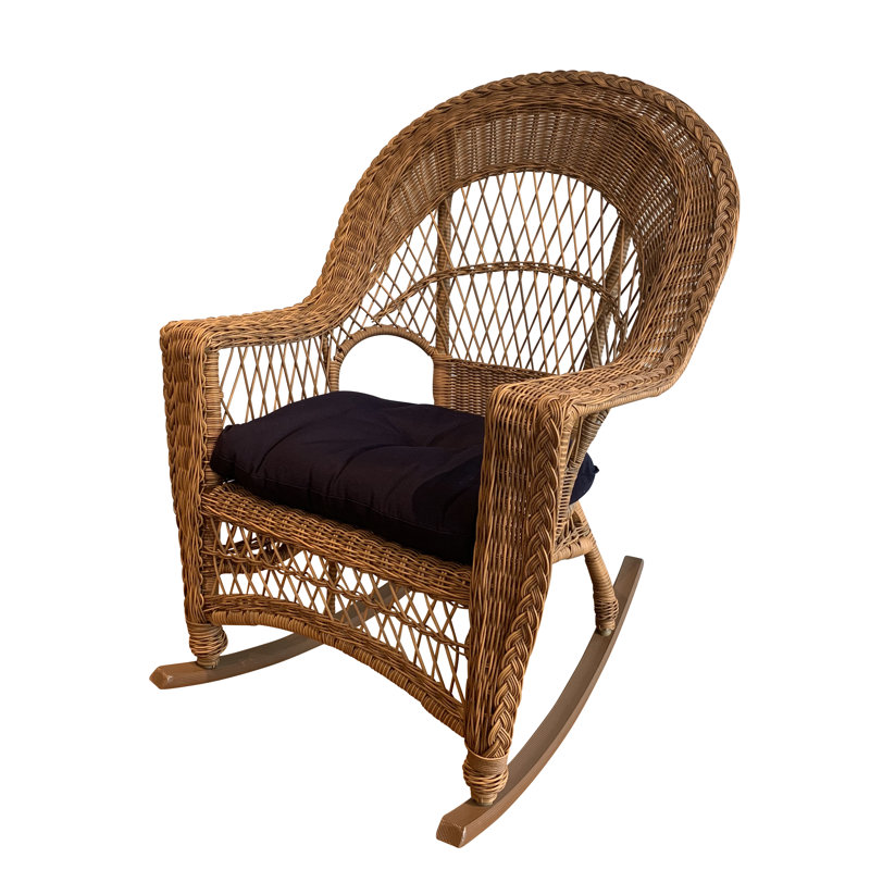 Chaise berçante avec coussin Camacho, Blanc, Bleu marine Sunbrella