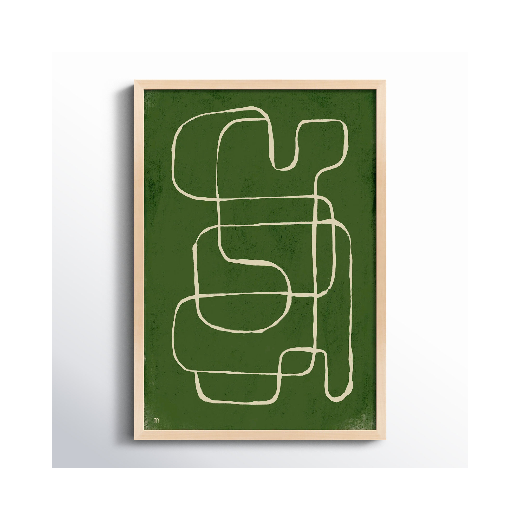 Line Works 1 by Studiom, 20" H x 14" W x 1.25" D, Maple Framed Paper