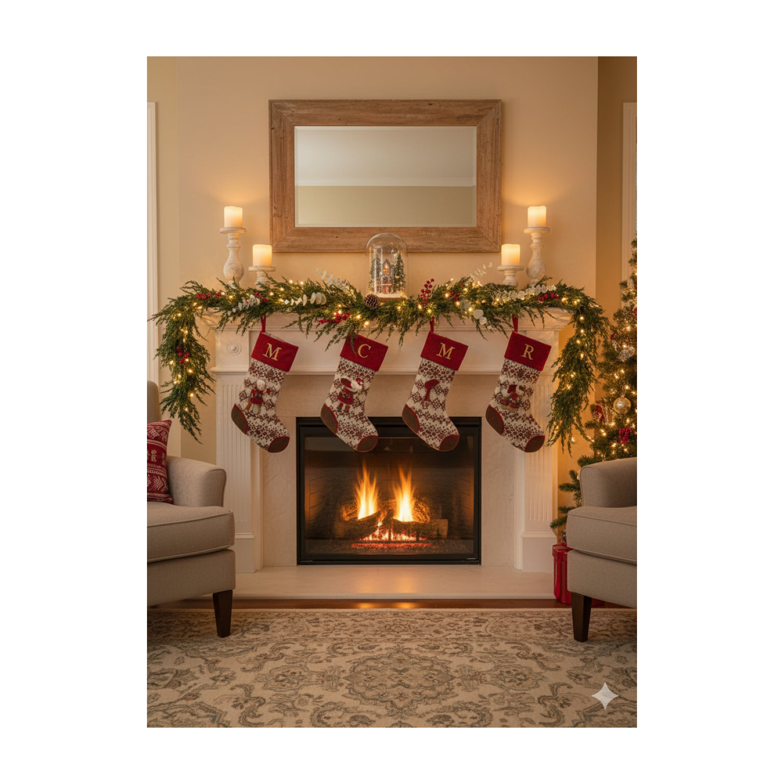 6' Waterproof Christmas Garland Real Touch Soft Cedar 2 Pack