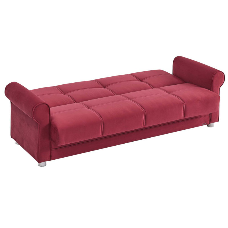 Canapé-lit rembourré avec rangement Ithara Collection, Microfibre / microsuède bourgogne