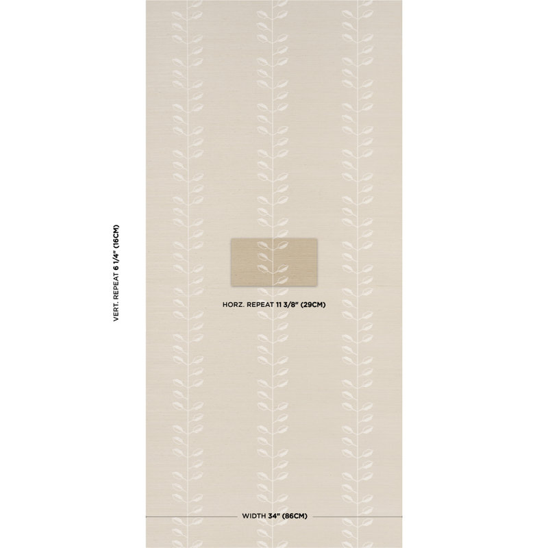 Geo Leaf Sisal Wallpaper, Bone/White