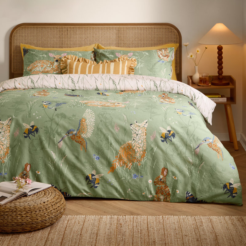 furn. Meadow Flora Cotton Blend and Cotton Floral Duvet Cover Set with Pillowcases