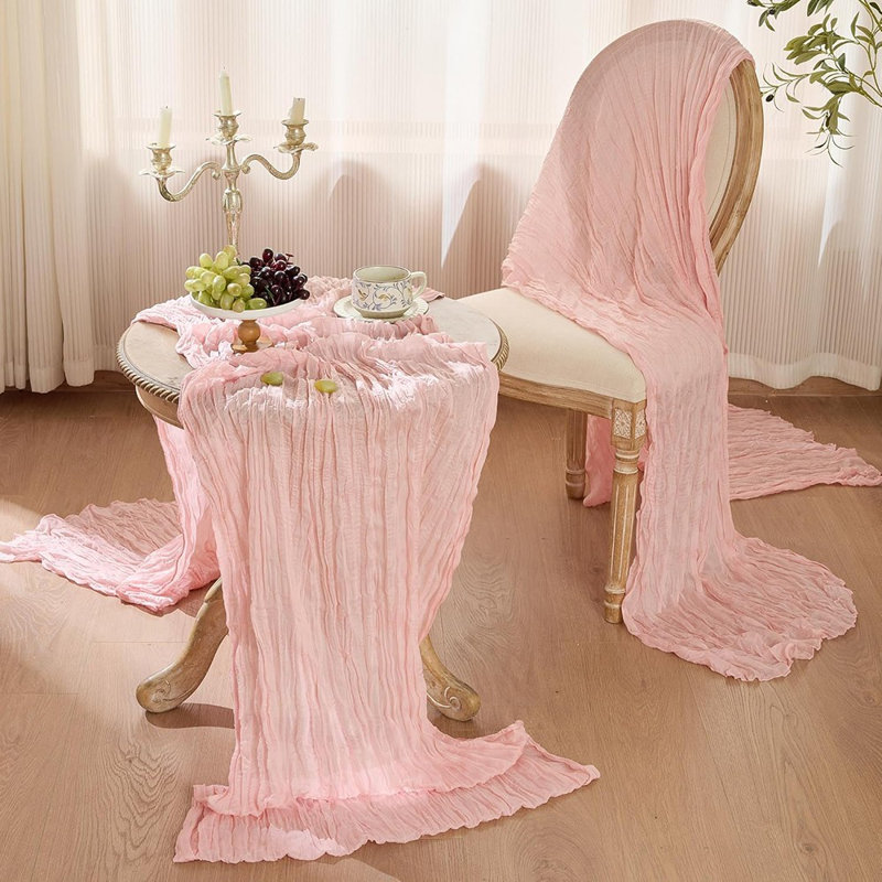 Cheesecloth Table Runner - Dusty Pink - Boho Rustic Style, Spring/Valentine’S/Wedding & Party Decor