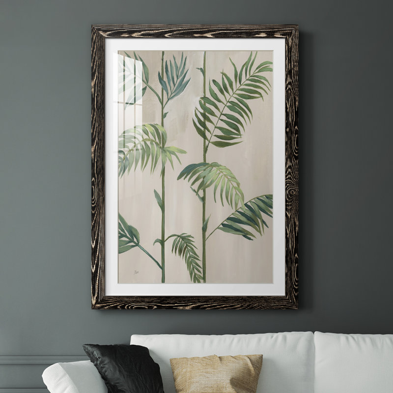Modern Fronds I - peinture encadrée, Cadre noir, H 44 po x l 31 po x P 1 po