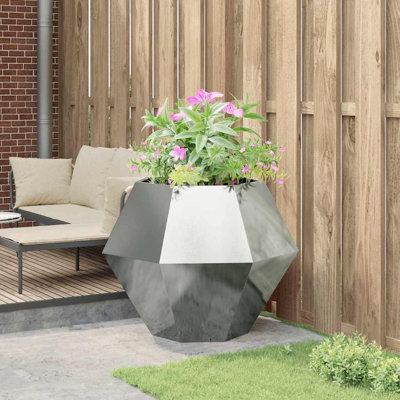 Planter Silver Galvanised Steel