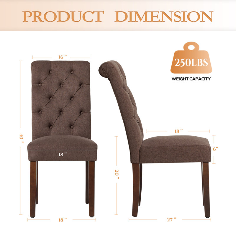 Artemisia Tufted Upholstered Wooden Dining Chairs, Brown