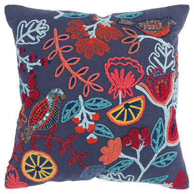 Cotton Floral Throw Pillow