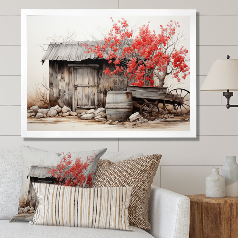 Grange rustique élégance II - art mural grange, Cadre simple blanc, H 30 po x l 40 po x P 1,5 po