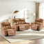 Ensemble de 3 sièges de cinéma inclinables électriques en similicuir avec 2 fauteuils inclinables, appuis-tête réglables et éclairage DEL-888090925-888091089