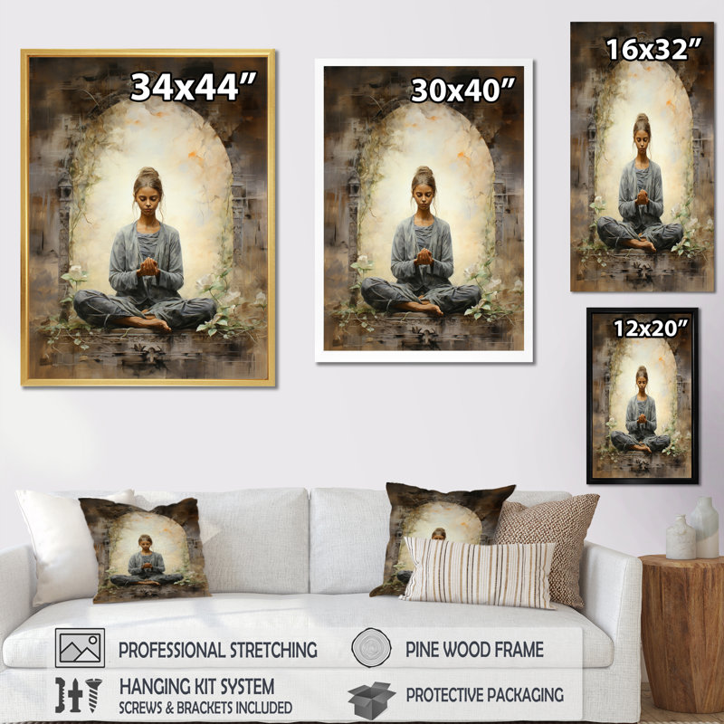 Yoga Harmony - Yoga, art mural sur toile, H 44 po x l 34 po x P 1,5 po