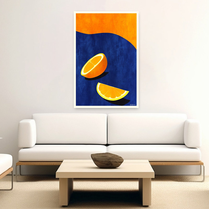 Fresh Orange Slices Abstract Colorful Geometric Fruit Wall Art, 60" H x 40" W