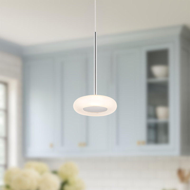 Stephord 1 - Light LED Pendant, Silver, Frosted Glass, White