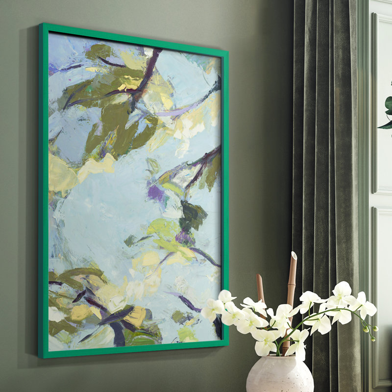 Reproduction encadrée turquoise ciel - bois massif, H 10 po x l 8 po, Vert