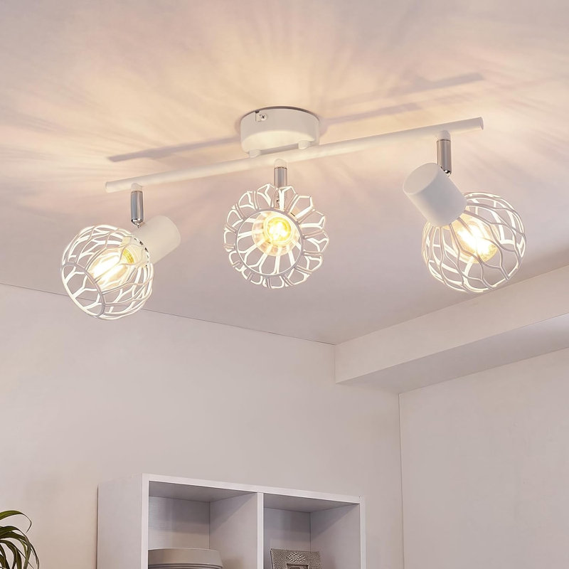 Iron Semi Flush Mount, White, White
