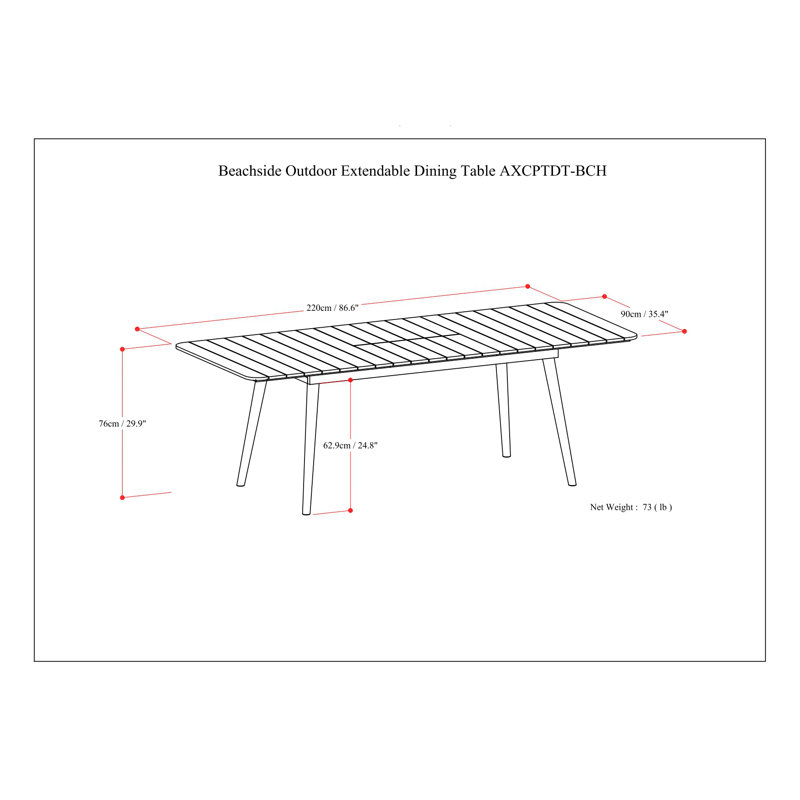Beachside Light Teak Acacia Wood Extendable Outdoor Dining Table