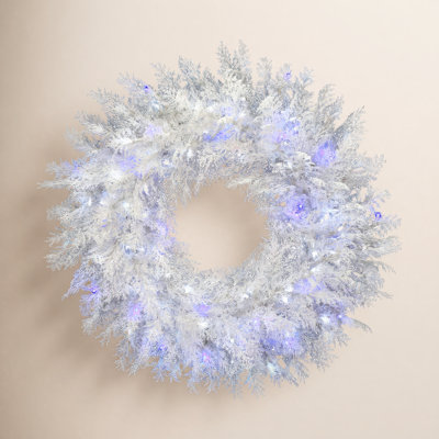 36" Frosted Pre-Lit Christmas Wreath