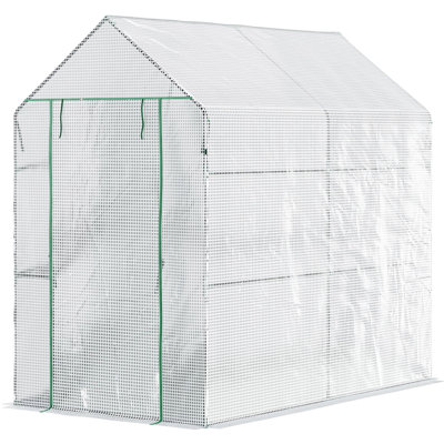 Serre de 47,25 po x 73,25 po x 74,25 po pour l'extérieur, portatif avec 4 tablettes, plante en développement blanche