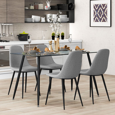 Annesley Glass Top Metal Base Dining Table