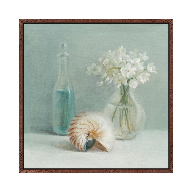 White Flower Spa by Danhui Nai - Print on Canvas, 66.04 cm H x 66.04 cm W, Classic Brown Wood Framed
