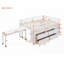 Lit mezzanine double avec bureau rétractable 4 tiroirs, fabrication en bois massif-975022752