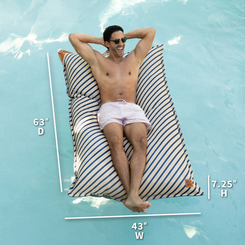Big Joe Lagoon Lounger Pool Float, No Inflation Needed, Navy/Ivory Cape Stripe