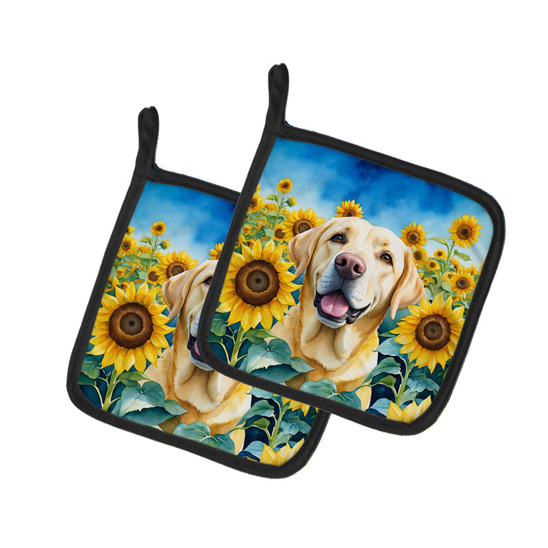 Caroline's Treasures In Sunflowers Floral Polyester Potholder Set