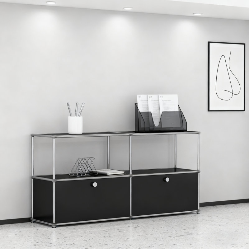 Armoire de rangement moderne et modulaire en métal avec tablettes réglables, organisateur de bureau polyvalent avec portes à fermeture en douceur, armoire en acier robuste pour bureau à domicile, salon, entrée ou cuisine