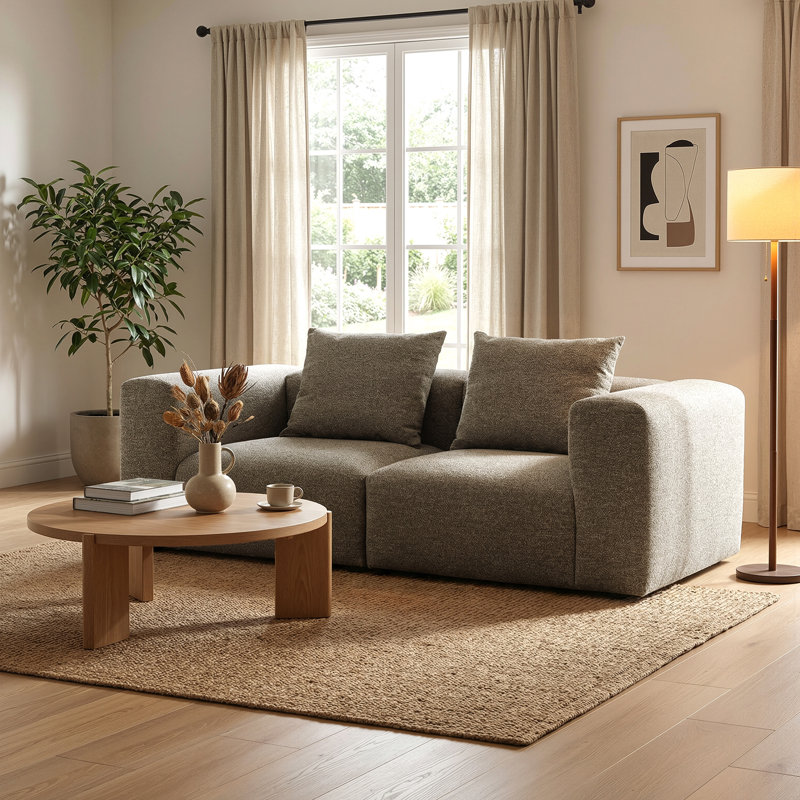 2 Seater Sofa & Chaise, Brown