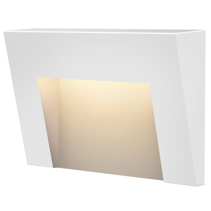 Satin White LED Outdoor Deck Light with Etched Glass