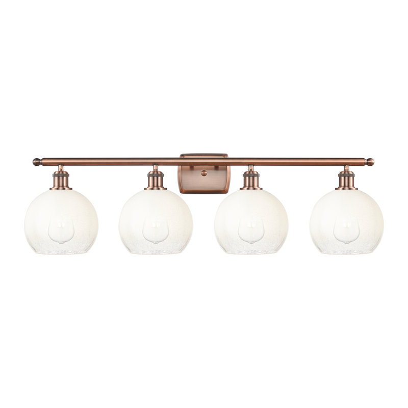 Éclairage pour meuble-lavabo 4 lumières Ballston - Brookhaven Globe, Opale, Cuivre antique