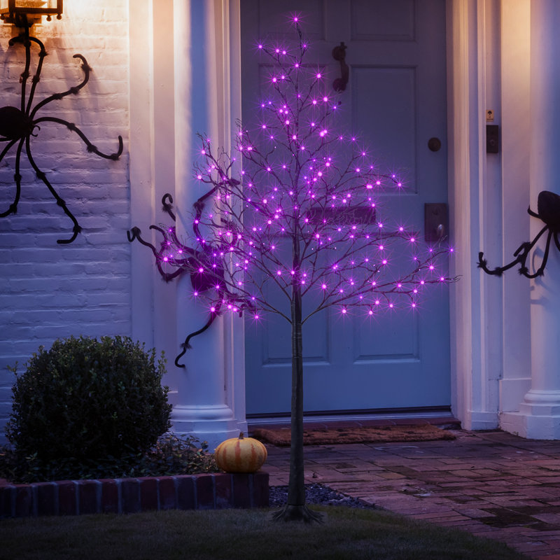 6' Halloween Black Willow LED Tree