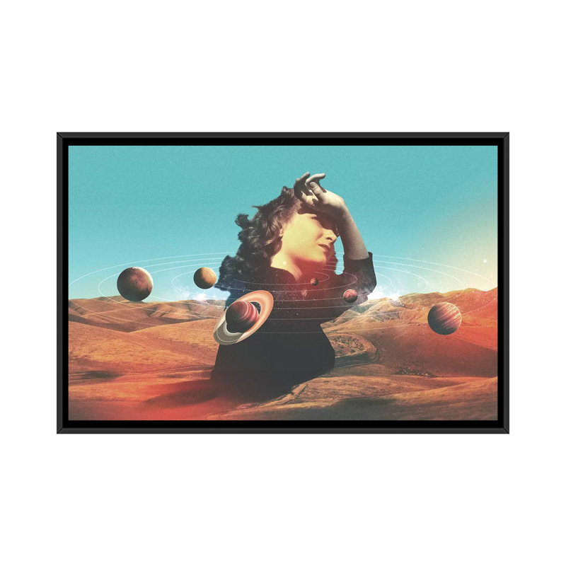 " Orbits II " by Fran Rodriguez, 18" H x 26" W x 1.5" D, Black Framed Canvas, No Mat