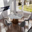 Ensemble de salle à manger moderne 7 pièces en pierre frittée avec base piédestal-3476775-4869741