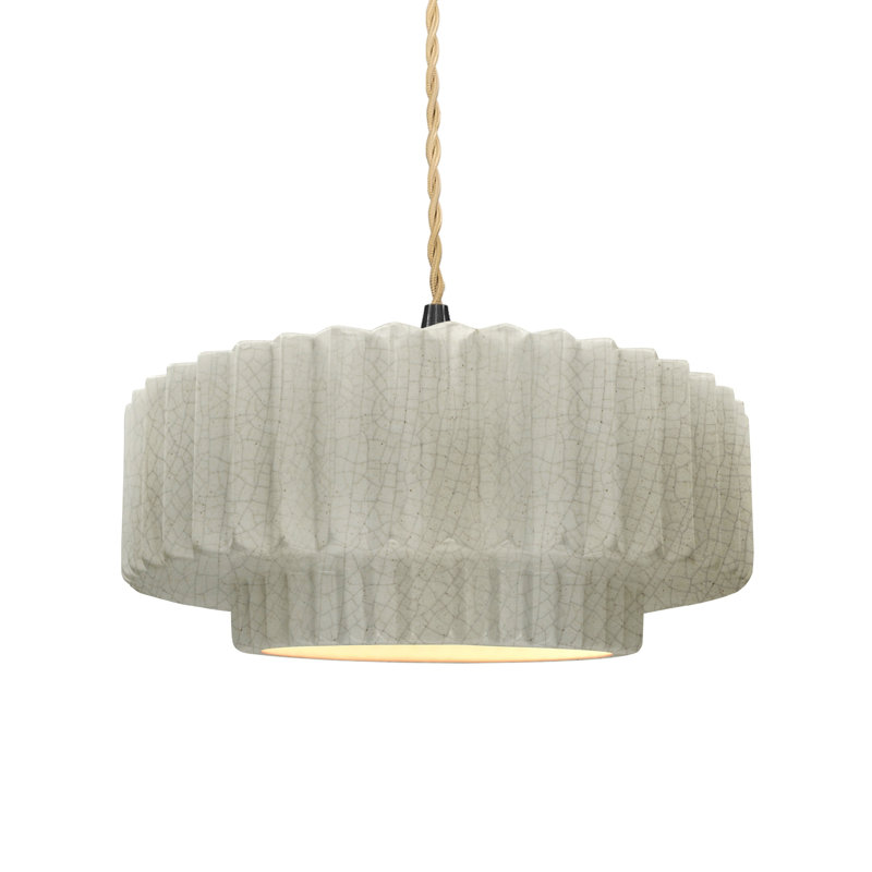 Luminaire suspendu tambour en céramique et en métal 1 lumière Gela, H 5,25 po x l 14,5 po x P 14,5 po, Ciel à minuit