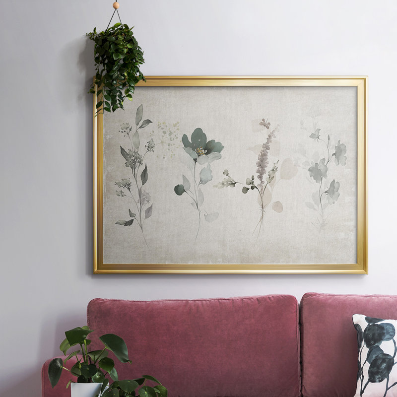 Arrangement rétro encadré sur toile, Or, H 14 po x l 20 po x P 1,5 po