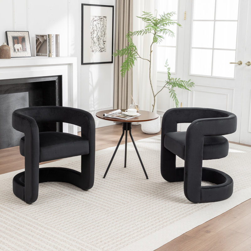 Kirsi Velvet Dining Chair（Set of 2）, Black