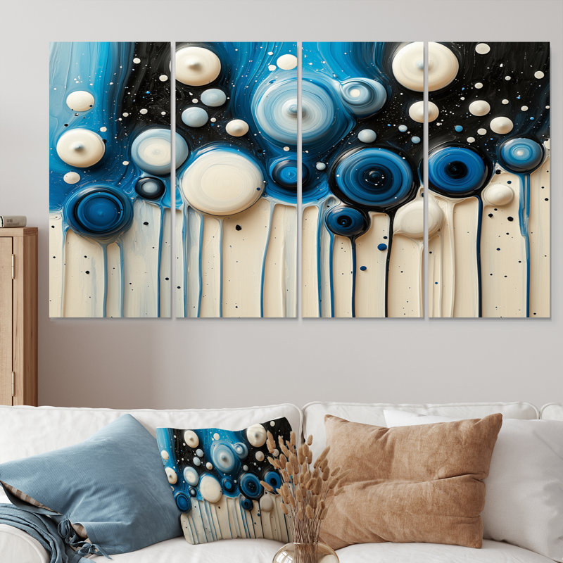 Rhimatique goutte goutte à goutte peinture rivière I - goutte peinture murale - Art mural moderne, 4, H 32 po x l 64 po