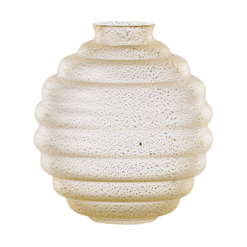 Venini Deco Vase - Frozen Sandblasted, 7.09" H x 6.69" W x 6.69" D, Crystal/Gold Leaf