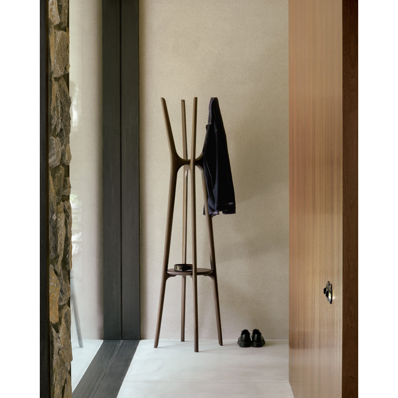 PI Solid Wood 4 - Hook Freestanding Coat Rack, Natural