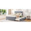 Lit plateforme tapissier en velours avec lit gigogne