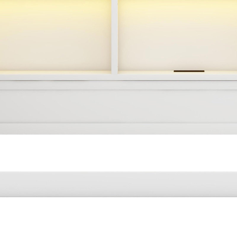 Daybed with Integrated Storage Shelves, USB Charging Ports, and LED Lighting – Multi-Functional Lounge Furniture, White