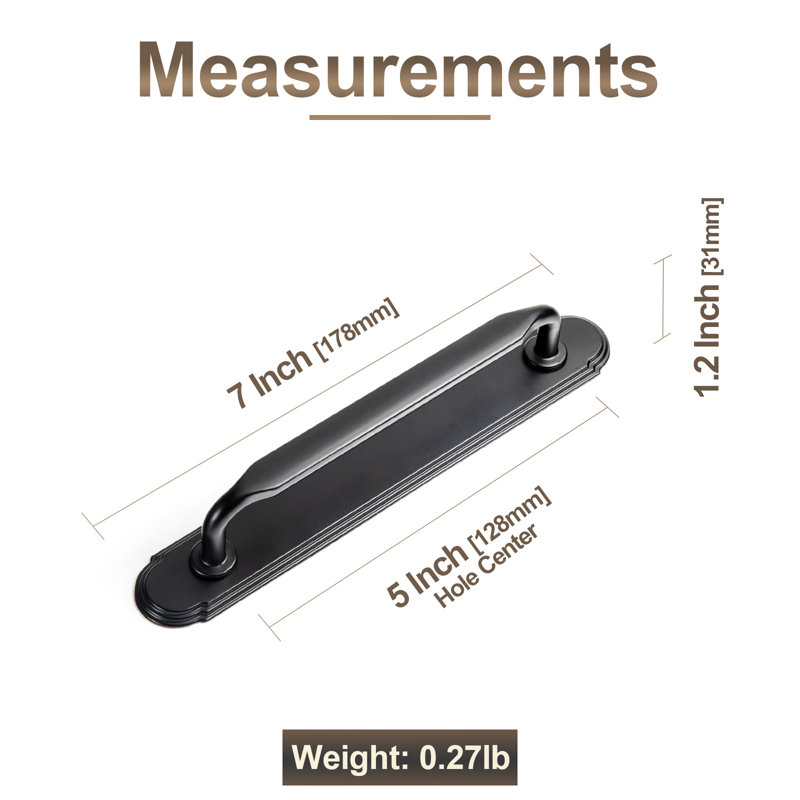 Ensemble de poignées de meuble-bar Classic Backplate （Style-G014), 5", Noir