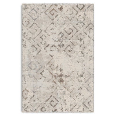 Vintage Beige Grey Chenille Rug/Carpet Runner, Non-Slip, Washable, For Living Room, Kitchen, Hallway, Entrance
