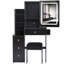 Petite coiffeuse 29,2 po avec tabouret de chevet gauche + tabouret rembourré, 2 blocs d'alimentation CA + 2 ports USB, support pour séchoir à cheveux, très grand miroir à DEL coulissant à contrôle tactile, changement de luminosité tricolore, réglage de la luminosité-1077877859