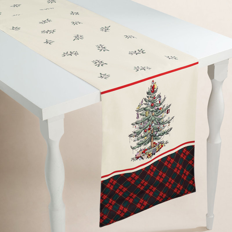 Christmas Tree Floral Tablecloth, 108" x 14"