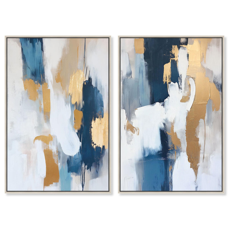 Ensemble de 2 impressions sur toile lumineuses Earthson, H 54 po x l 36 po, Cadre argenté flottant
