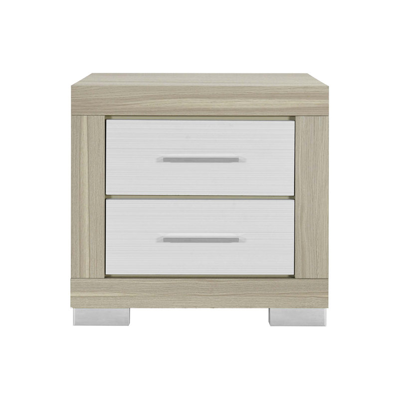Table de chevet Elsa, Naturel Blanc